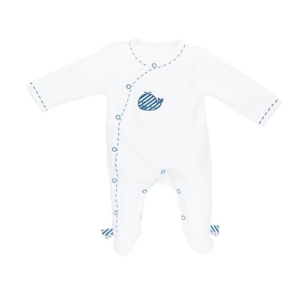 Pyjama White Blue Newborn BLUE BALEINE Sauthon