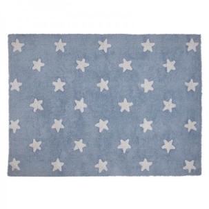 Blue Stars White Cotton Rug 120x160 cm Lorena Canals