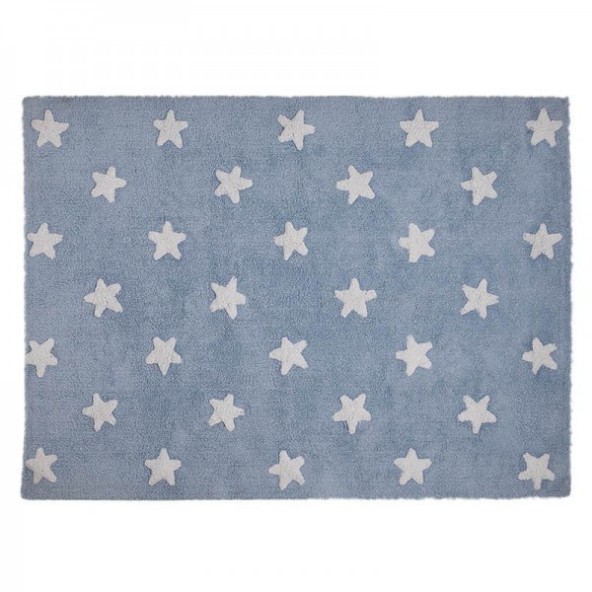 Blue Stars White Cotton Rug 120x160 cm Lorena Canals