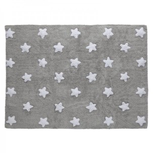 Grey Stars White Cotton Rug 120x160 cm Lorena Canals