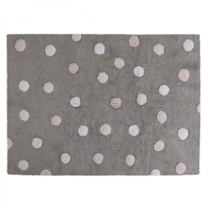 Topos Tricolor Grey Pink Cotton Rug 120x160 cm Lorena Canals