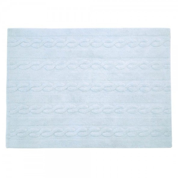Trenzas Soft Blue cotton rug 80x120 cm Lorena Canals