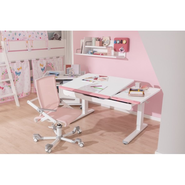 Desk Teenio GT chalk white/pink 130cm left PAIDI