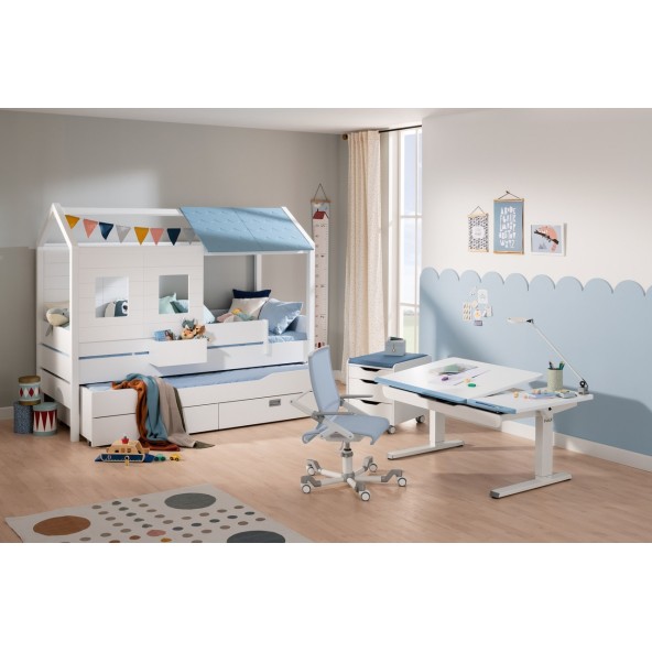 Desk Teenio GT chalky white/light blue 130cm right PAIDI