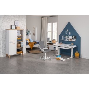 Teenio GT desk chalk white/grey 130cm right PAIDI