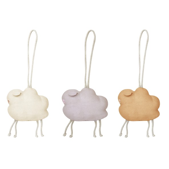 Set of 3 pendants with rattle - Little Sheep Bamboo Lorena Canals
