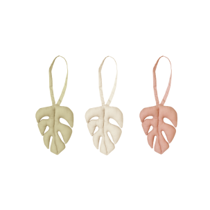Set of 3 pendants with rattle - Monstera Bamboo Lorena...