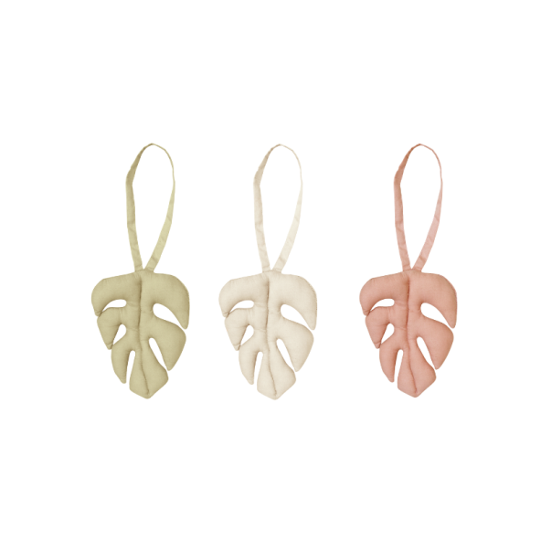 Set of 3 pendants with rattle - Monstera Bamboo Lorena Canals