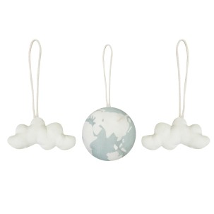 Set of 3 pendants with rattle - World Ball Bamboo Lorena...