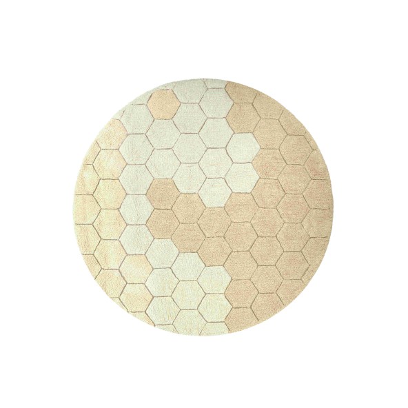 Dywan bawełnainy okrągły Ø 140 , Honeycomb golden, Planet Bee, Lorena Canals