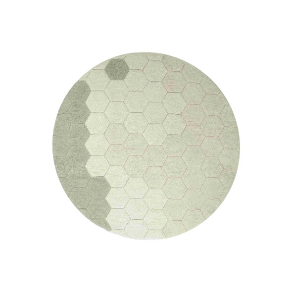 Dywan bawełnainy okrągły Ø 140 , Round Honeycomb Blue Sage, Planet Bee, Lorena Canals