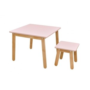 Stolik i krzesło Woody table&stool DUSTY PINK Bellamy