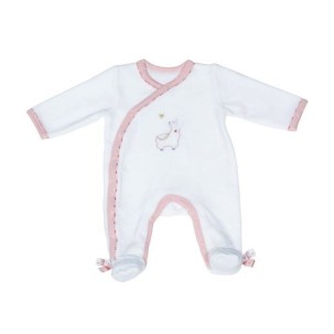 Pyjama White Velvet Newborn Mila Sauthon