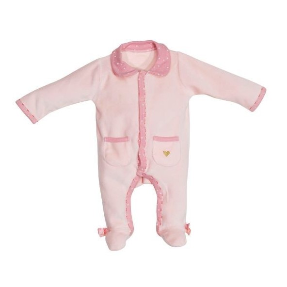 Pyjama Pink Velvet Newborn Mila Sauthon