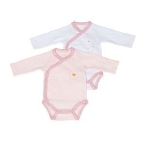Set of 2 Bodysuit Pink White Newborn Mila Sauthon