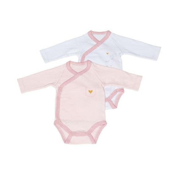 Set of 2 Bodysuit Pink White Newborn Mila Sauthon